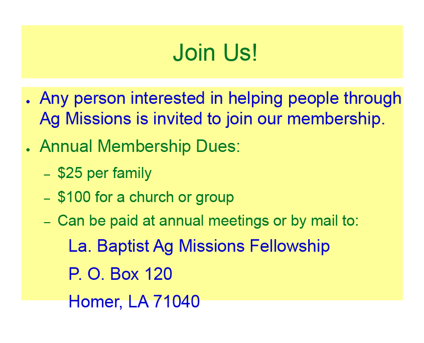 Louisiana Baptists Ag Missions Fellowship