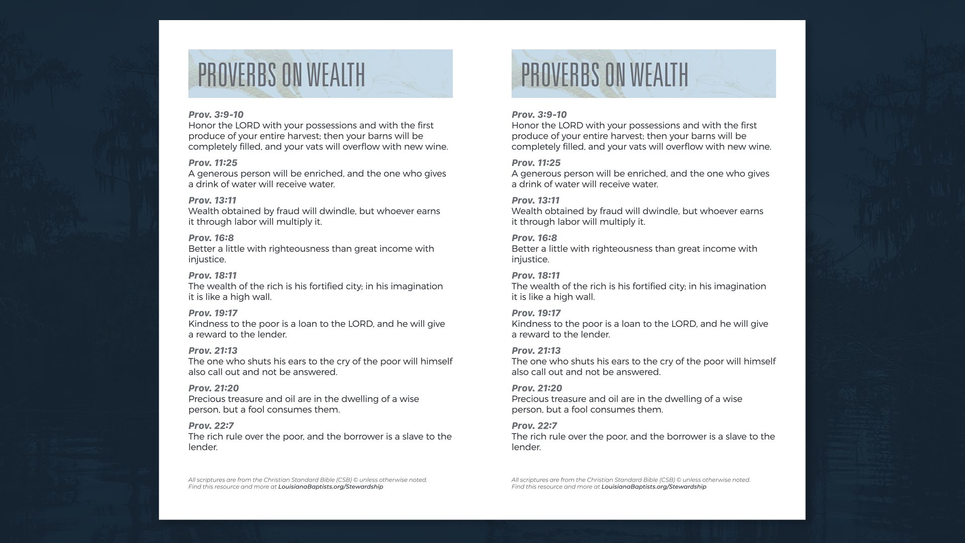 Proverbs on Wealth - Handout